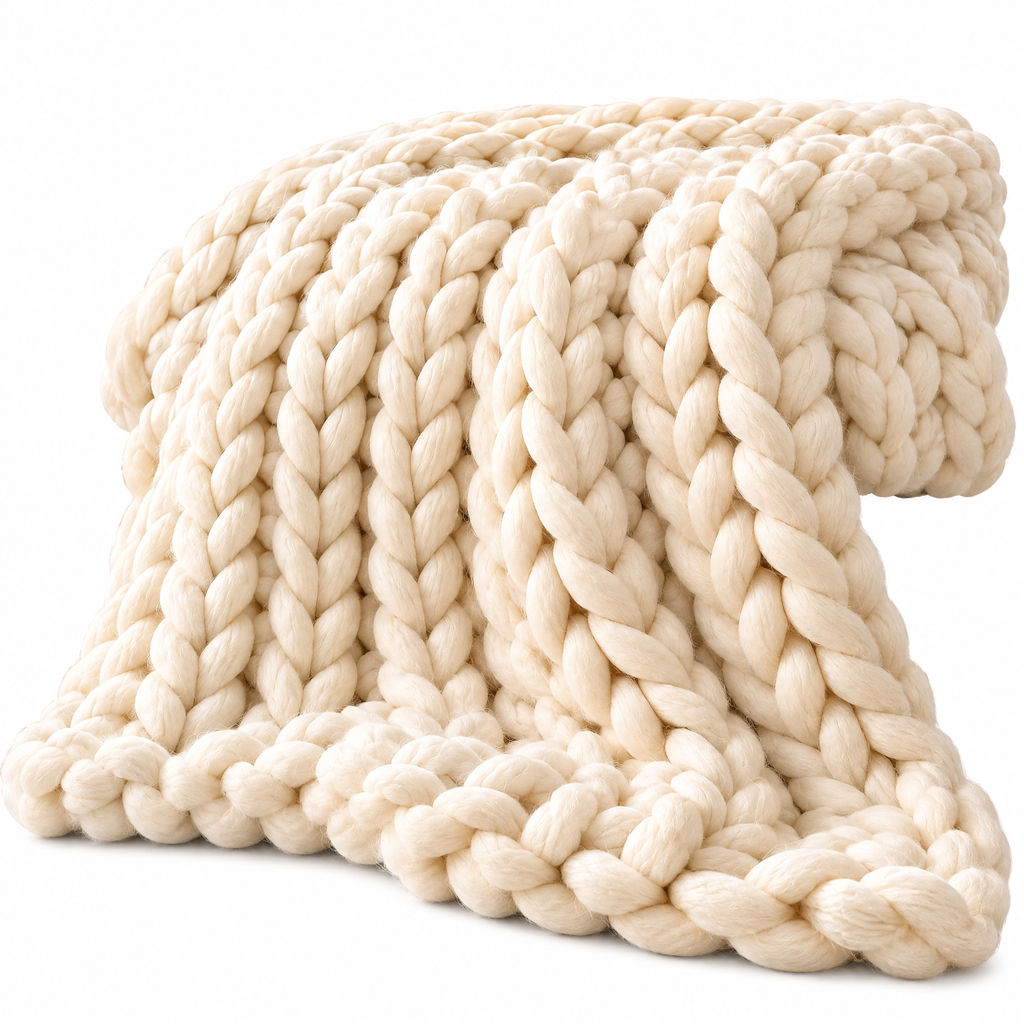 Chunky Knit Blanket - white-background