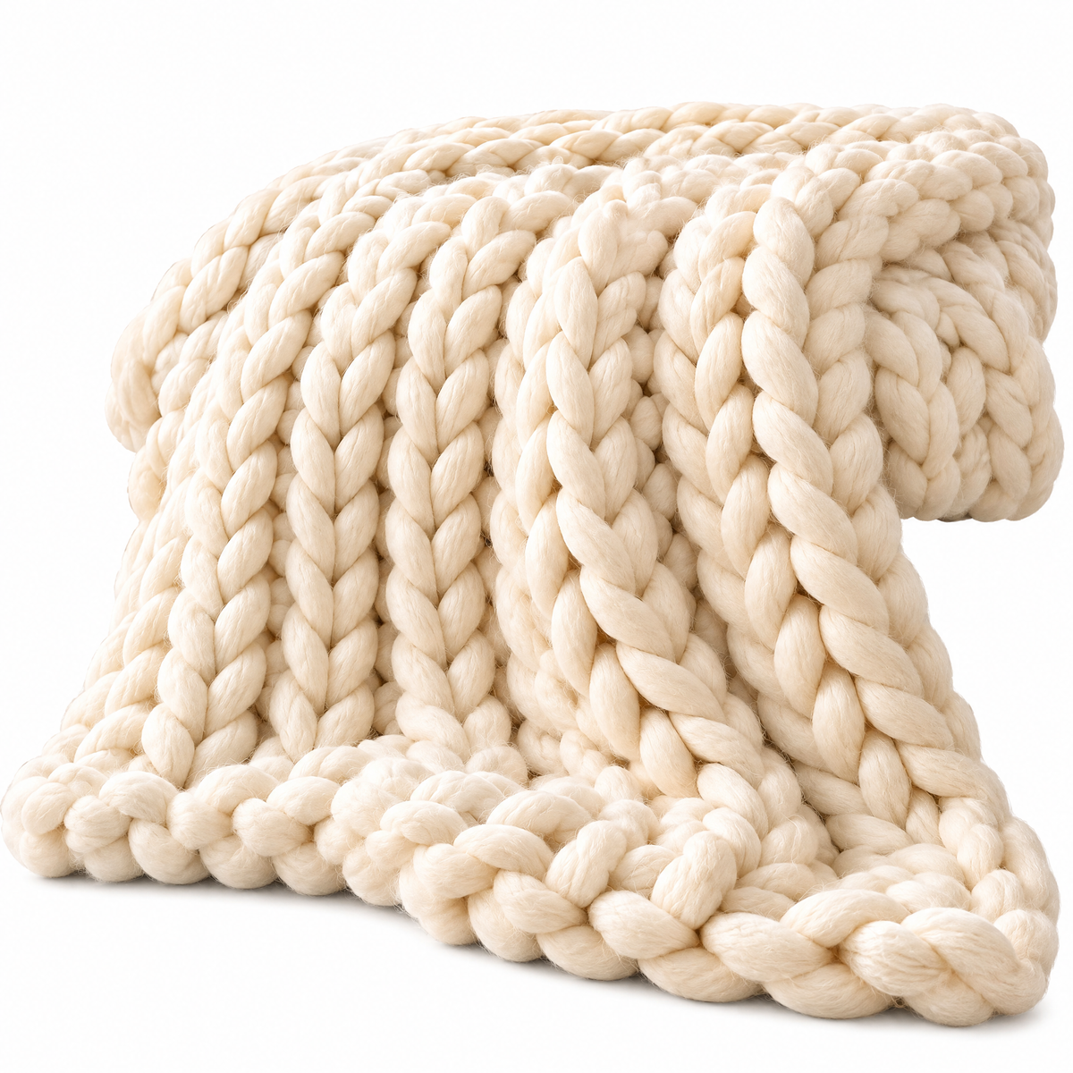 Chunky Knit Blanket - white-background