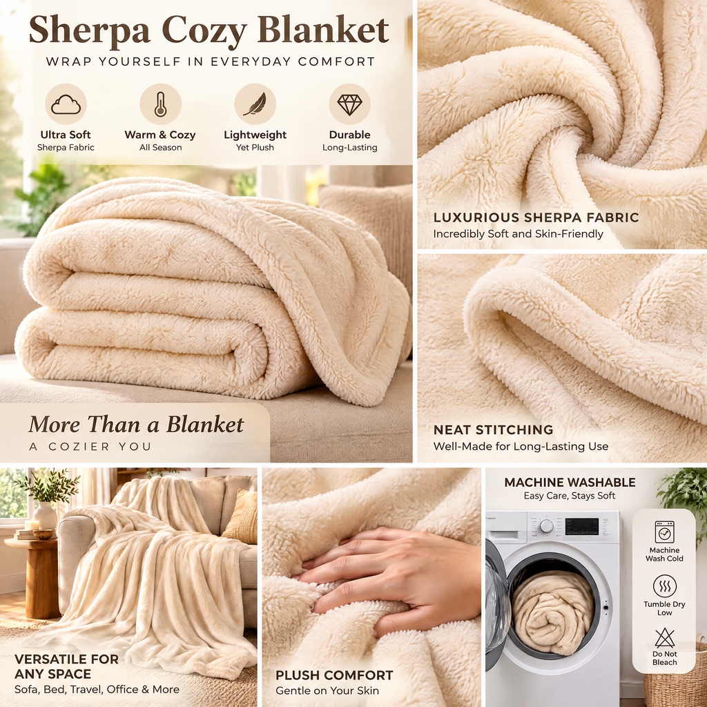Sherpa Cozy Blanket - details