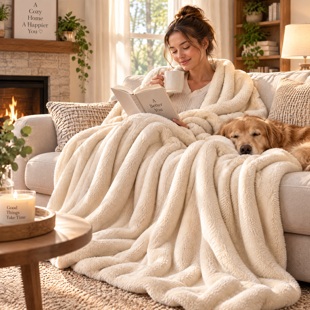 Sherpa Cozy Blanket - lifestyle