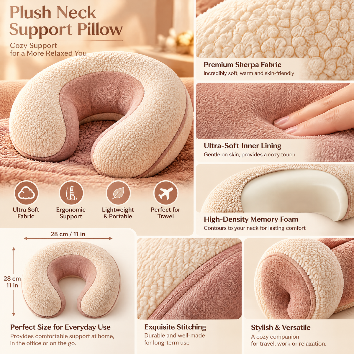 Plush Neck Support Pillow - details